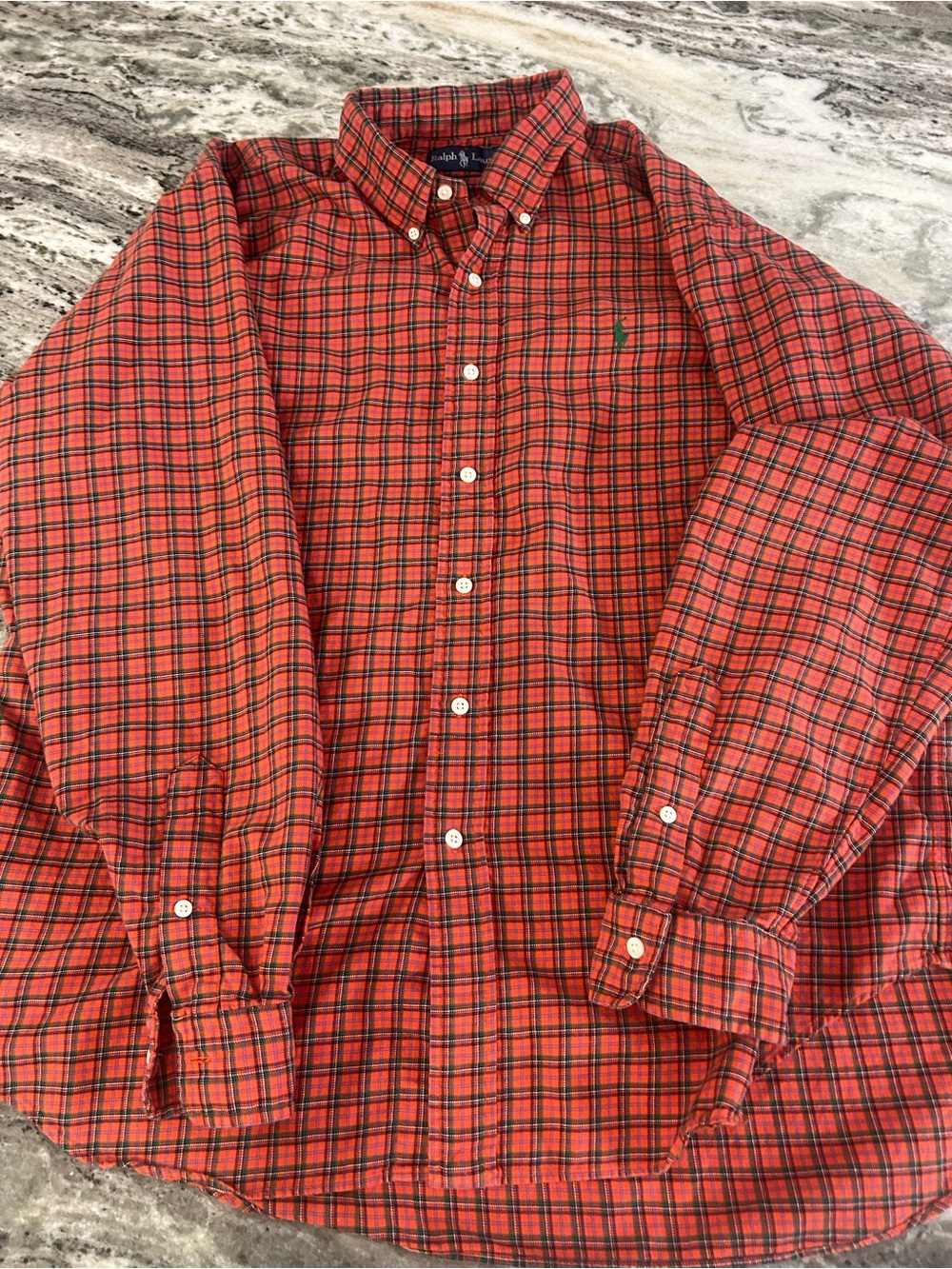 Polo by Ralph Lauren Red and Green Plaid Button-Down Shirt